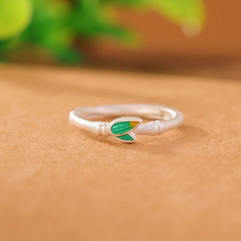 Lucky Bamboo Silver Ring-Prosperity Longevity