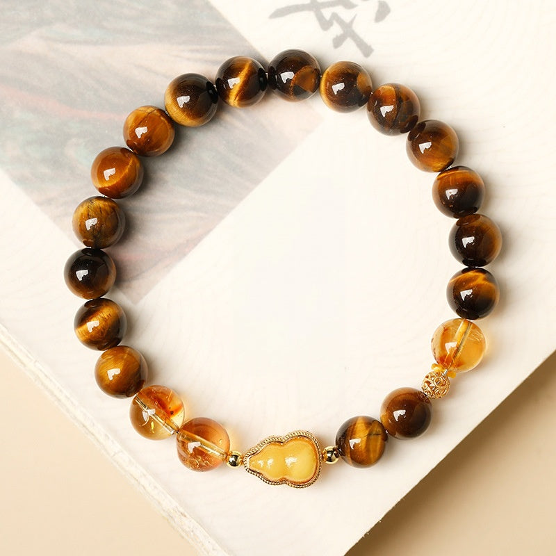 Yellow Tower Crystal Gourd Tiger’s Eye Bracelet-Steady Fortune