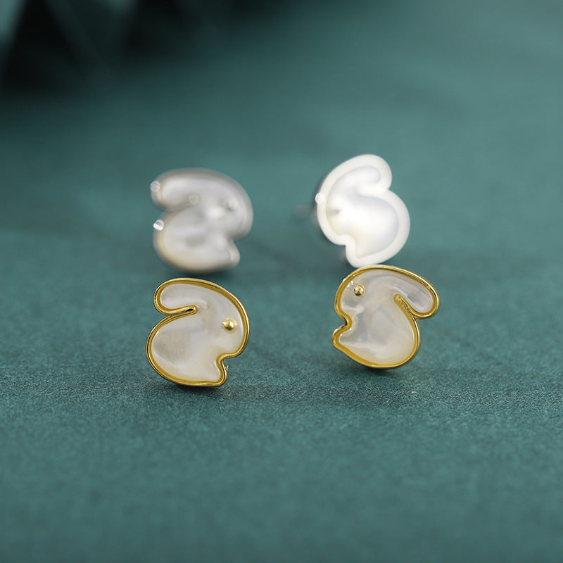 Rabbit White Shell Stud Earrings-A Softer Side