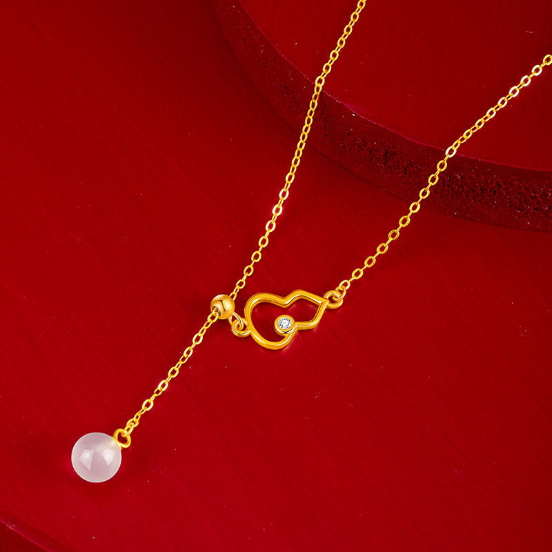 Blessings and Prosperity-Gourd Chalcedony Drop Necklace