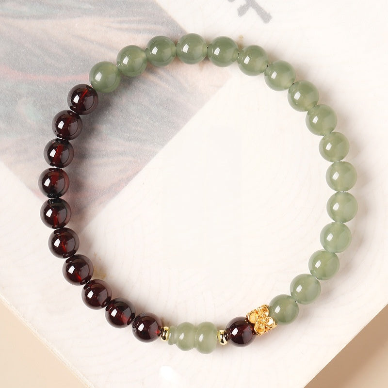 Hetian Jade Gourd Garnet Bracelet-Steady Renewal