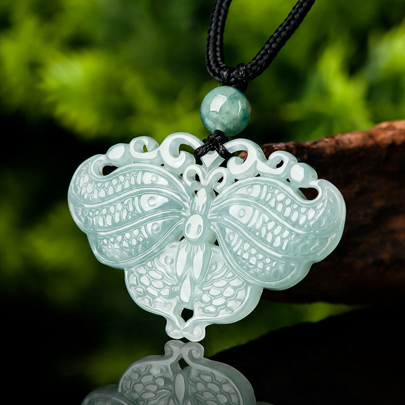 Serene Transformation Butterfly Jade Pendant-Whispers of the Azure Wing: A Soul’s Metamorphosis