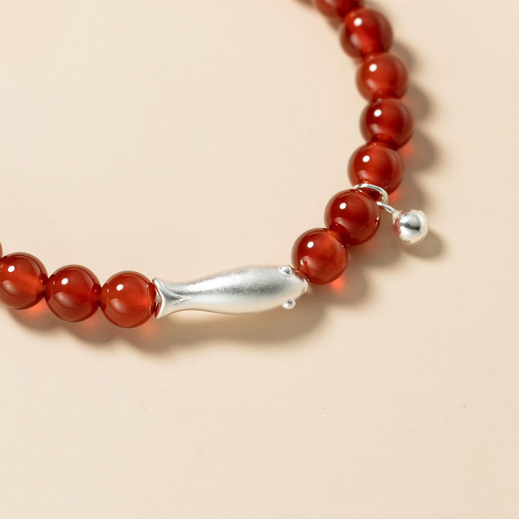 Keep Moving Forward-Koi Fish Red Agate Bracelet with S990 Silver