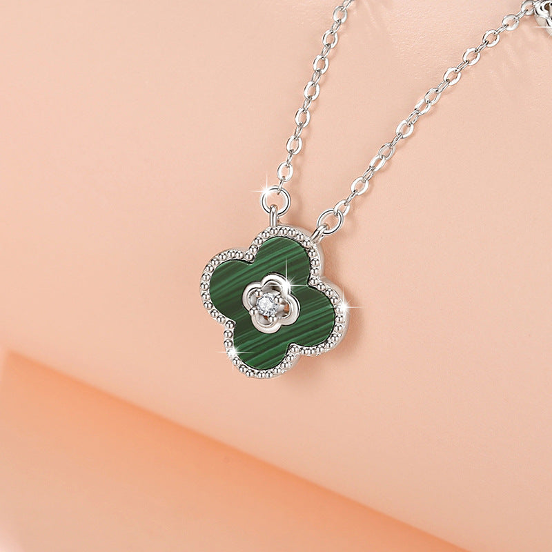 Clover Malachite S925 Silver Pendant Necklace-Fortunate Encounter