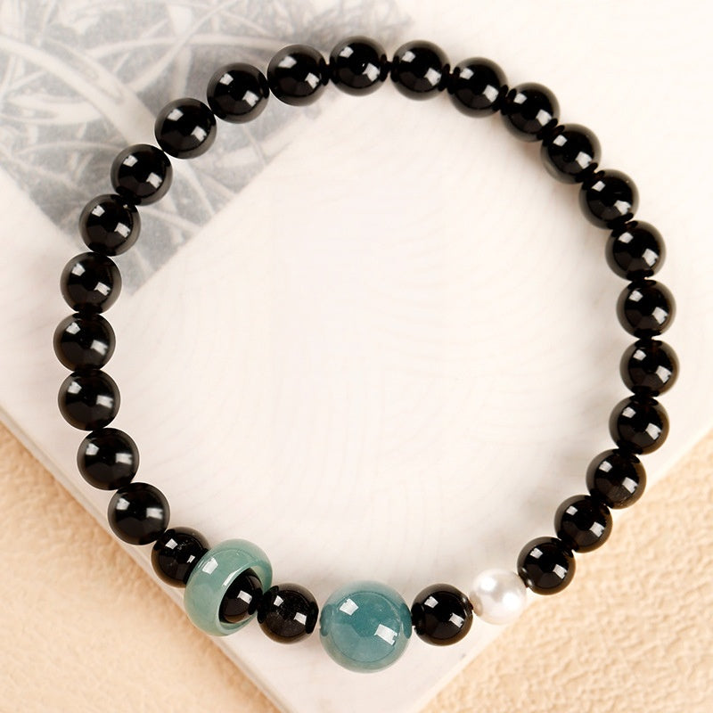 A Brighter Turn-Blue Water Jade Obsidian Bracelet