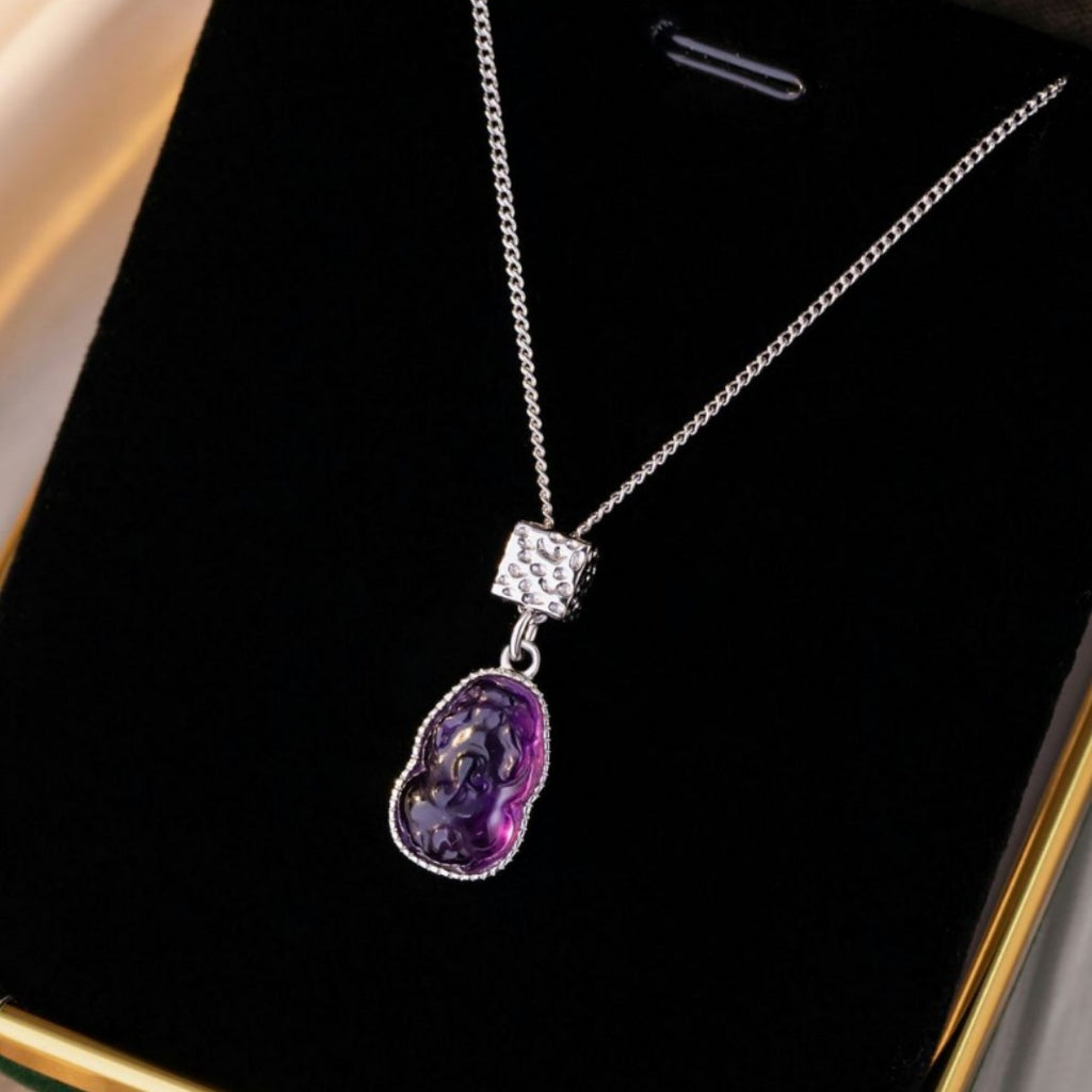 Carved in Violet-Pixiu Amethyst Necklace