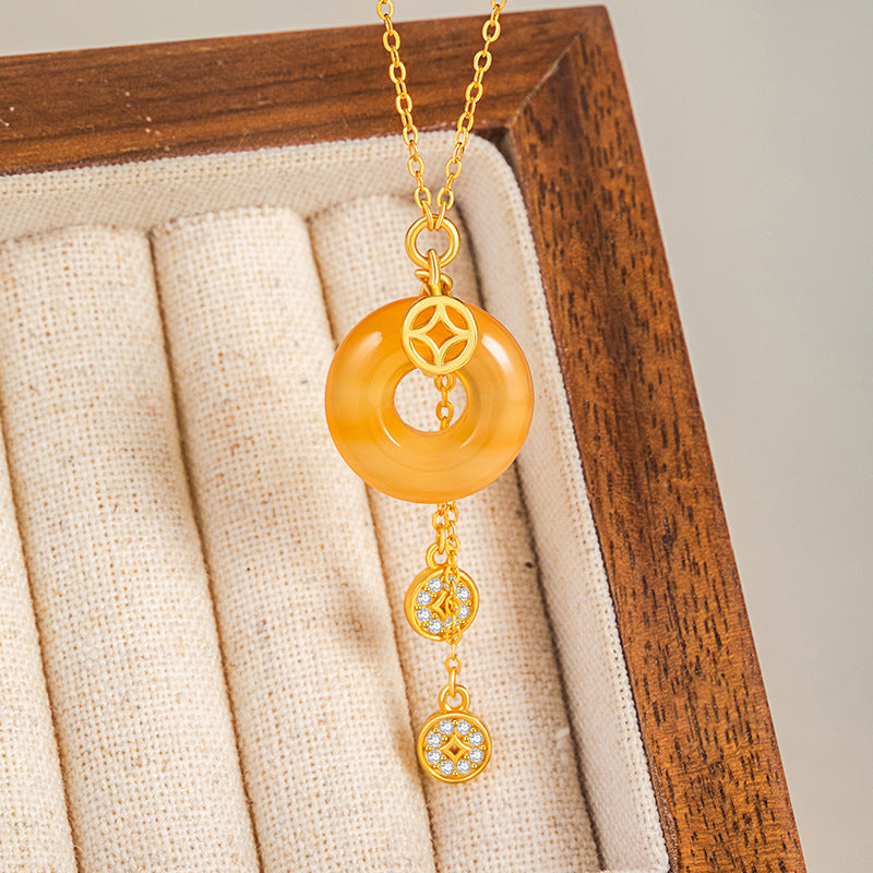 Coin Red Agate Necklace-Lasting Peace and Prosperity