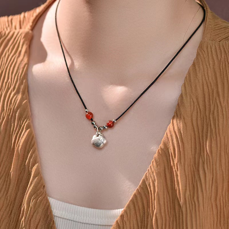 Longevity Lock 999 Silver Pendant-Good Fortune and Blessing