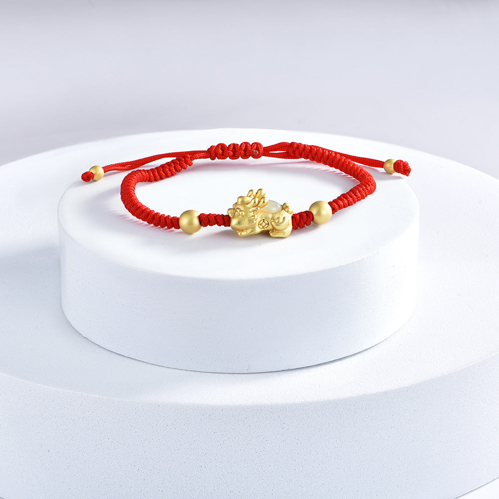 Pixiu Nephrite Jade Red Cord Bracelet-Good Fortune Ahead