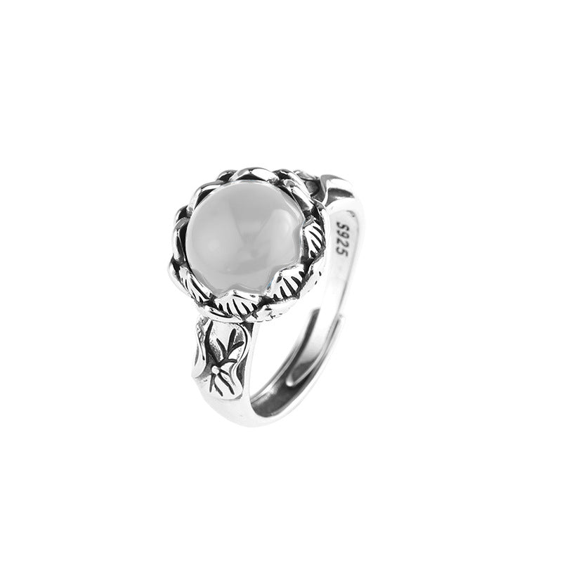A Lasting Bloom-Lotus S925 Silver Adjustable Ring