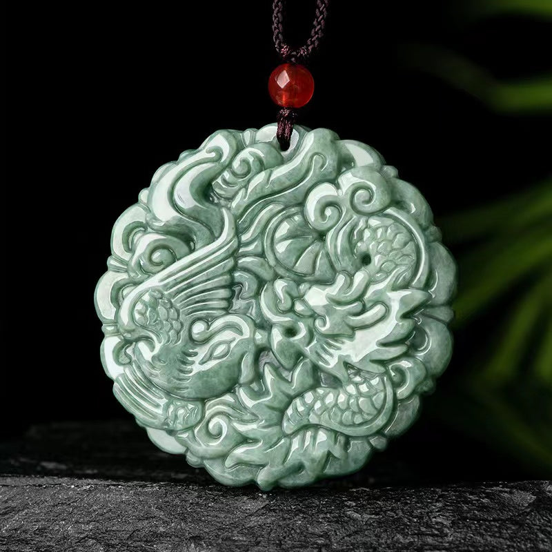 Yin-Yang Balance-Dragon and Phoenix Jade Pendant