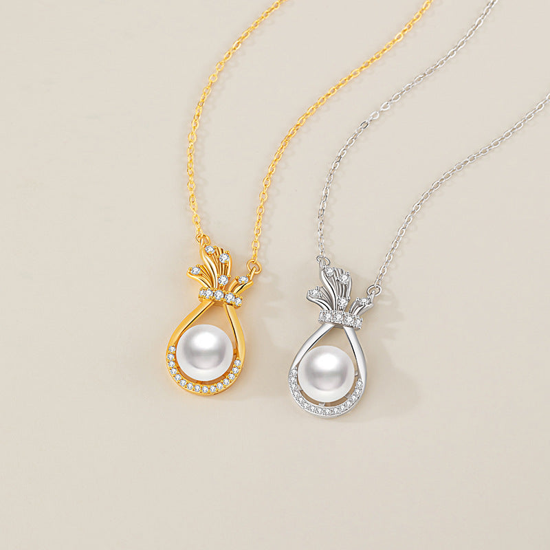 Fortune Bag Freshwater Pearl Necklace-Blessings to Share
