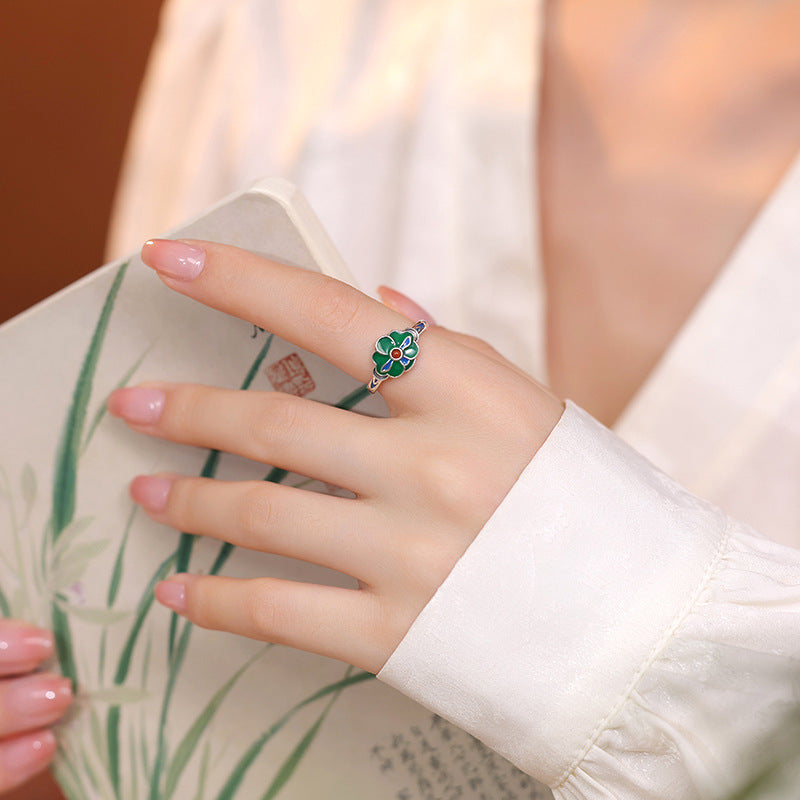 Quiet Renewal-Lotus Leaf Red Agate Ring