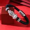 999 Silver Pixiu Handmade Rope Magnetic Clasp Bracelet-Attract Wealth