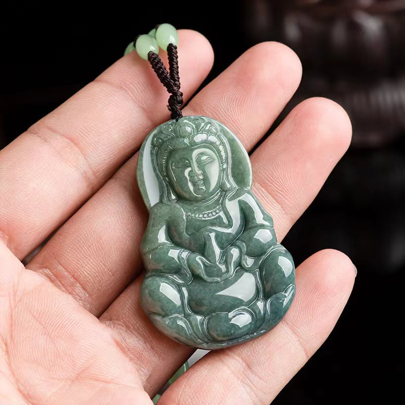 Guan Yin Avalokiteshvara Jade Pendant Necklace-Compassion