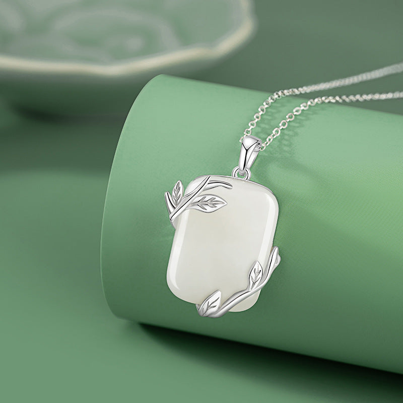 Nephrite Jade  Pendant Necklace-Flourishing Grace