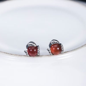 Silver Snake Red Agate Earring-Transformation and Renewal