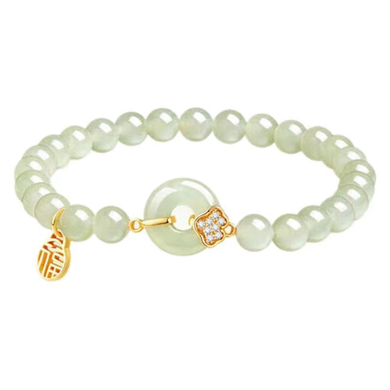 Natural Jade Beads Peace Knot Bracelet-Good Fortune and Prosperity