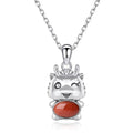 Cute Dragon Agate Silver Necklace-Fortune Prosperity