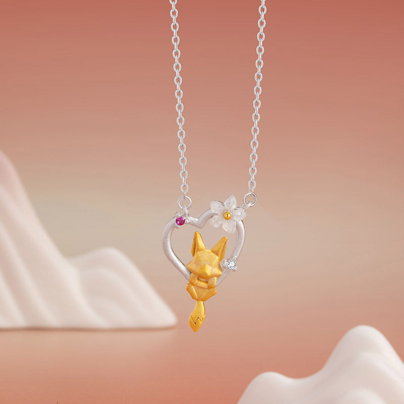 Fox Heart Shell S925 Sterling Silver Necklace-Grace and Affection