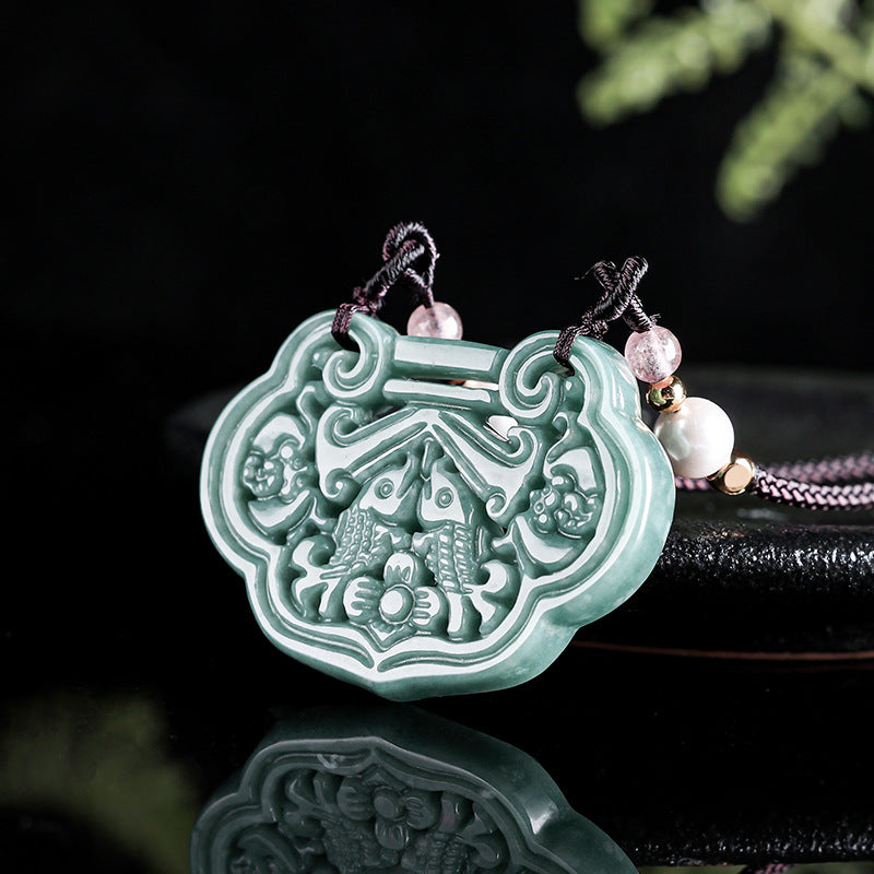 Abundant Fortune Koi Jade Pendant – Prosperity, Harmony & Continuous Wealth