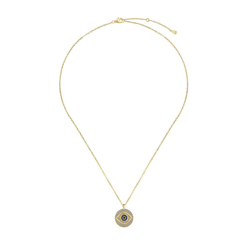 Diamond Studded Evil Eye Protection Pendant Necklace