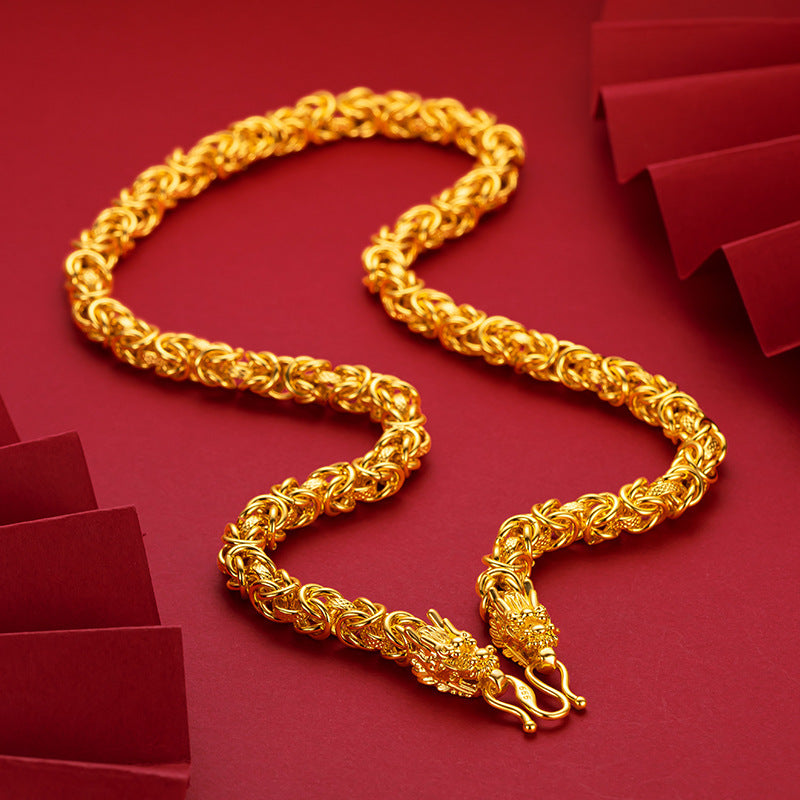 Dragon Gold Plated Brass Necklace-Sculpted in Gold
