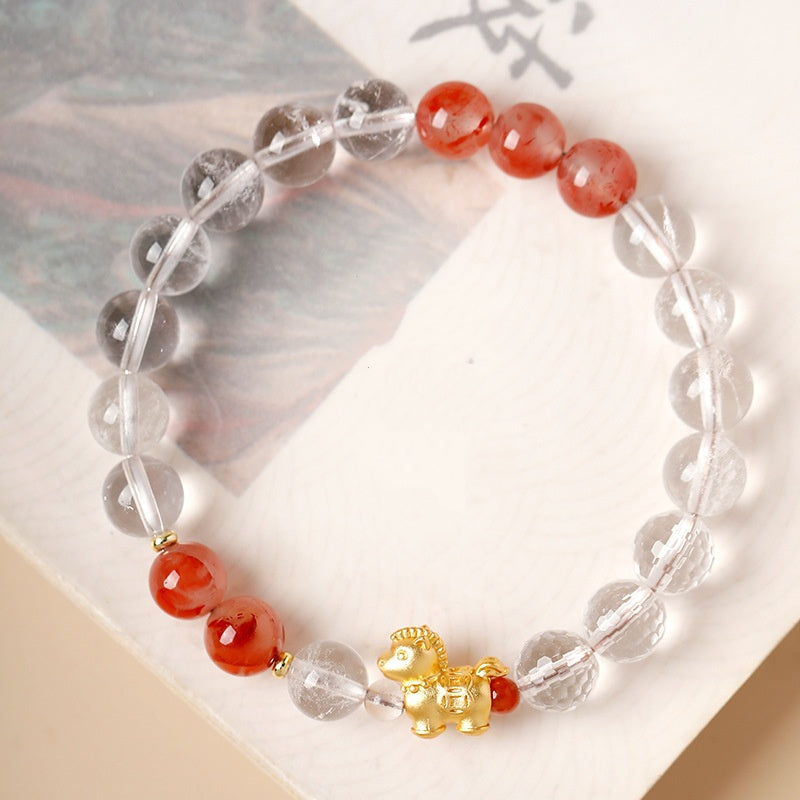 Lucky Gold Horse Ice-Floating Crystal Bracelet-A Bright New Journey