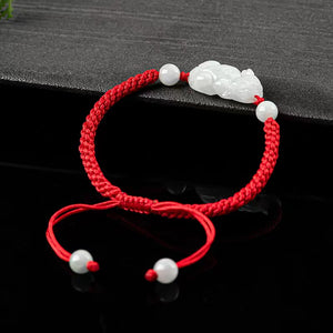 Pixiu Jade Red String Bracelet-Proection and Wealth