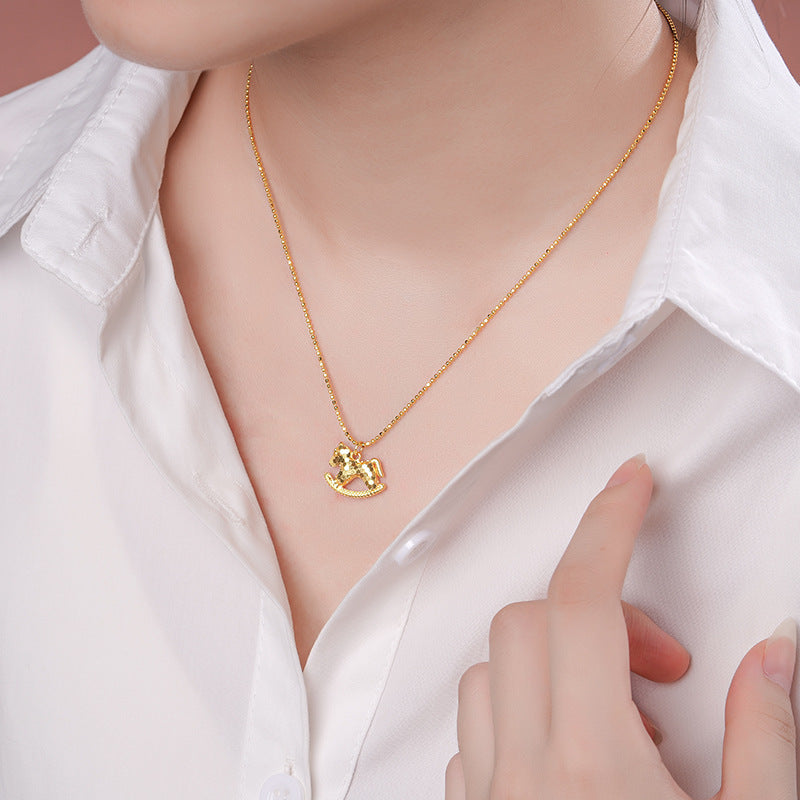 Lucky Spark Horse Golden Necklace – 2026 Year of the Horse Edition for Wealth & Fortune Necklace