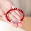 Imperial Amethyst Pixiu & High-Purity Cinnabar Wealth Bracelet