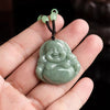 Laughing Buddha  Jade Pendant-Beaded Rope Chain-Grade A Jade