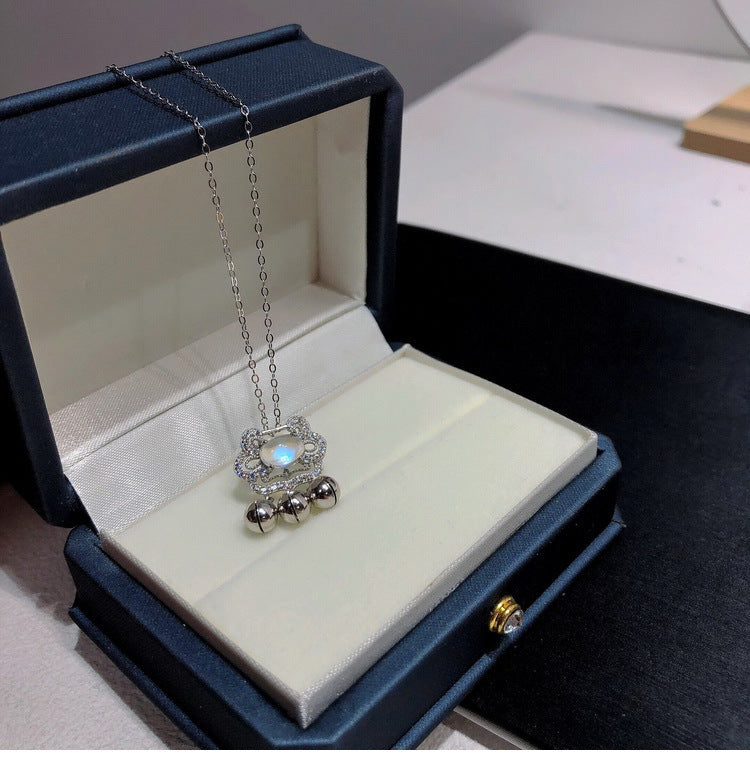 Peace and Protection-Longevity Lock Moonstone Necklace