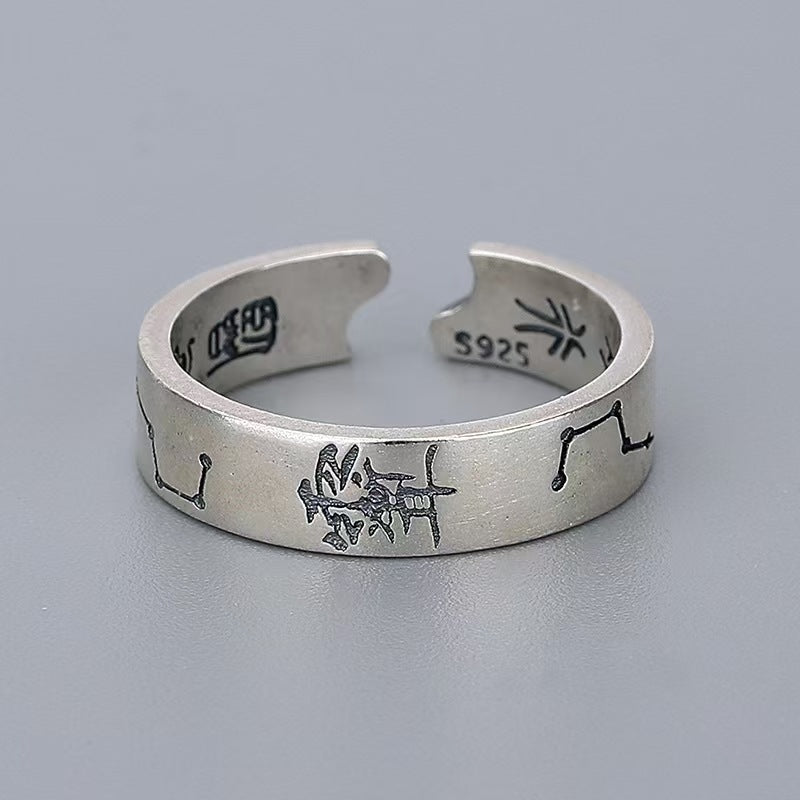 Seven Star Bagua 999 Silver Ring-Wealth Protection