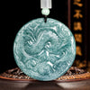 Grade A Blue Jadeite Dragon Pendant – Bold Ice Variety Jade Necklace for Men