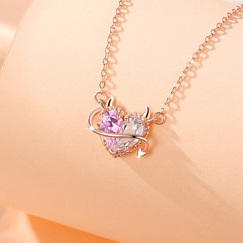 Pink Devil Heart Necklace-A Little Mischief