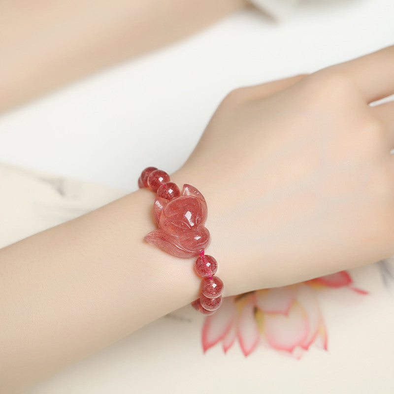 Love in Bloom-Strawberry Quartz & Rose Quartz Fox Bracelet