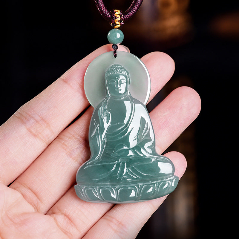Infinite Light: Amitabha Buddha Jade Pendant-Peace, Compassion & Safe Journey product display