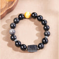 Silver Sheen Obsidian Golden Tiger's Eye Barrel Bead Bracelet-Fearless Soul