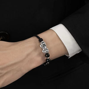 Men`s Obsidian Pixiu Bracelet-Attract Luck