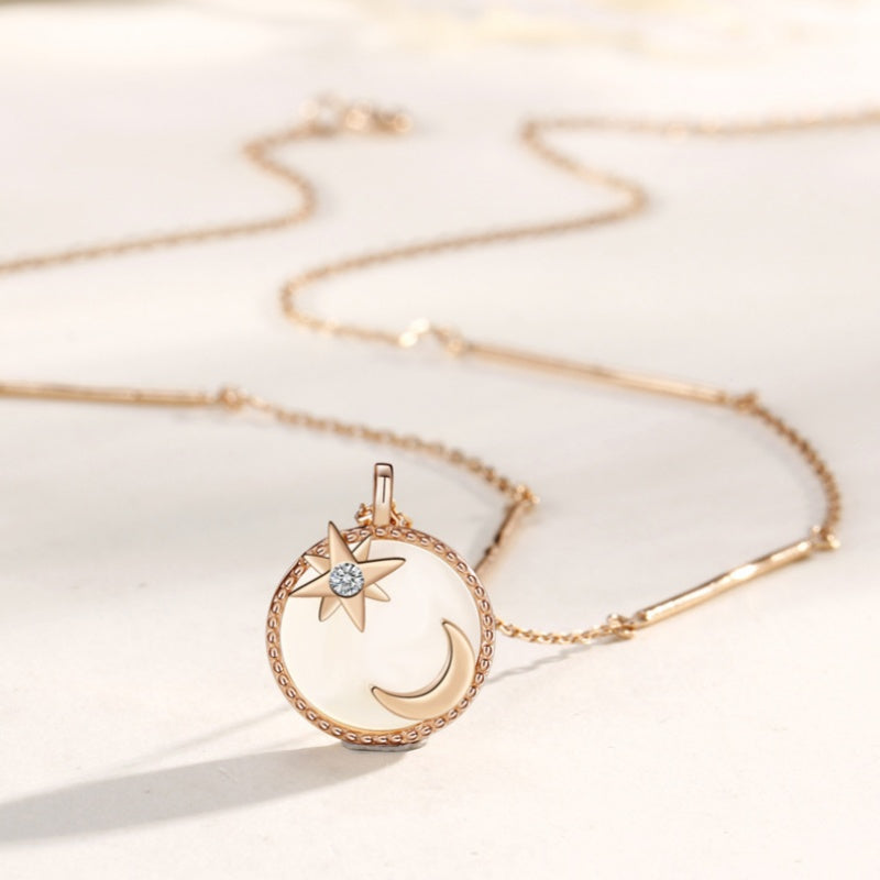 Star and Crescent Moon Pendant Necklace-Sweet Dreams
