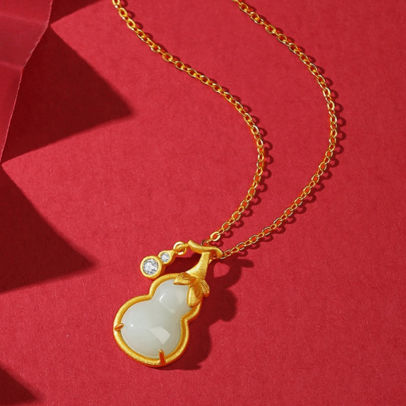 Cherished Blessings-Gourd Nephrite Jade Necklace