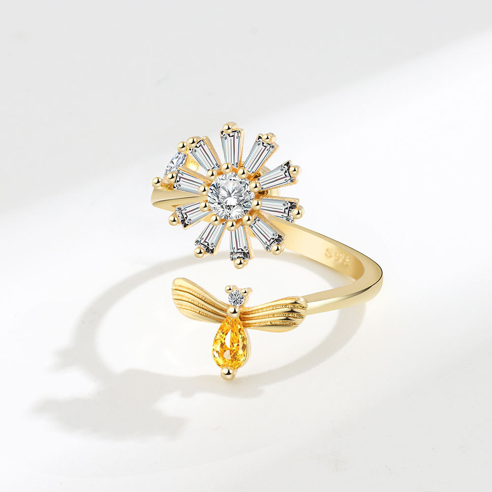 Sunflower Zircon Feng Shui Lucky Ring