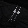 Ice Jade Money Bag Silver Drop Earrrings-Luck Prosperity