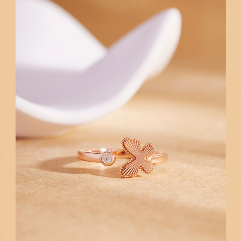 S925 Silver Textured Butterfly Ring-Quiet Renewal