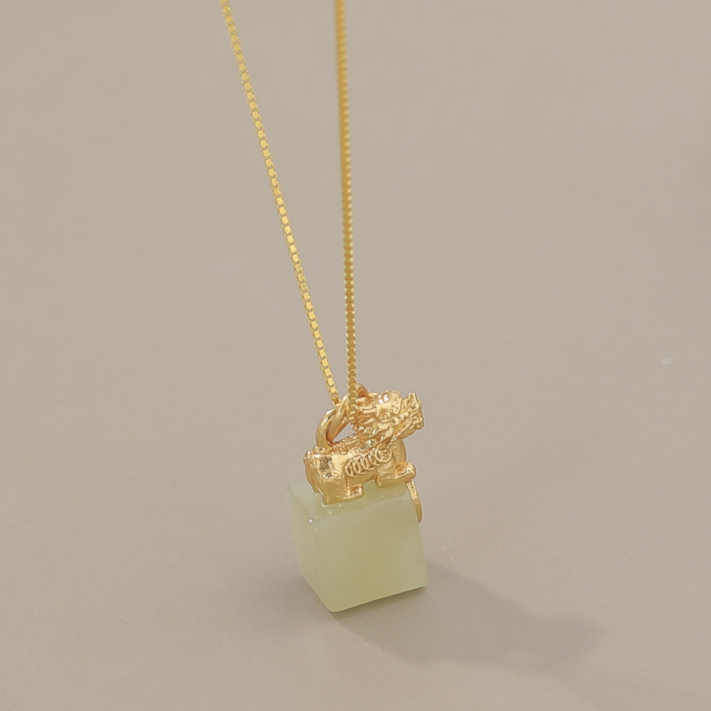 White Jade Pixiu Wealth Necklace
