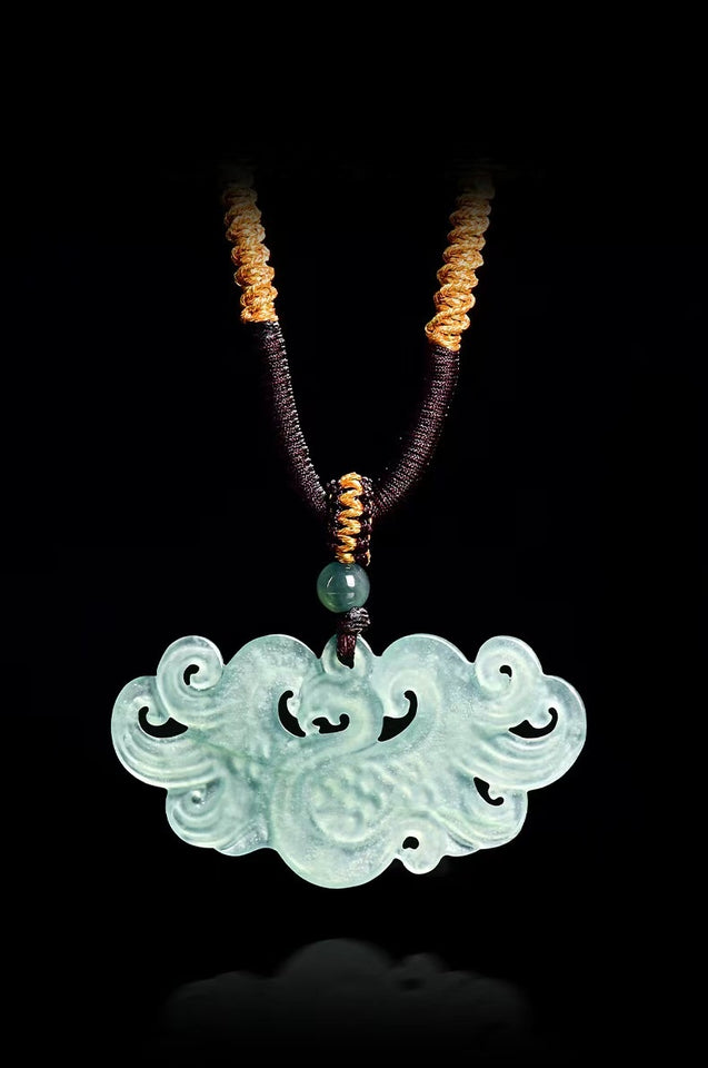 Ice Jade Phoenix Hand-Carved Pendant-Protection and Prosperity