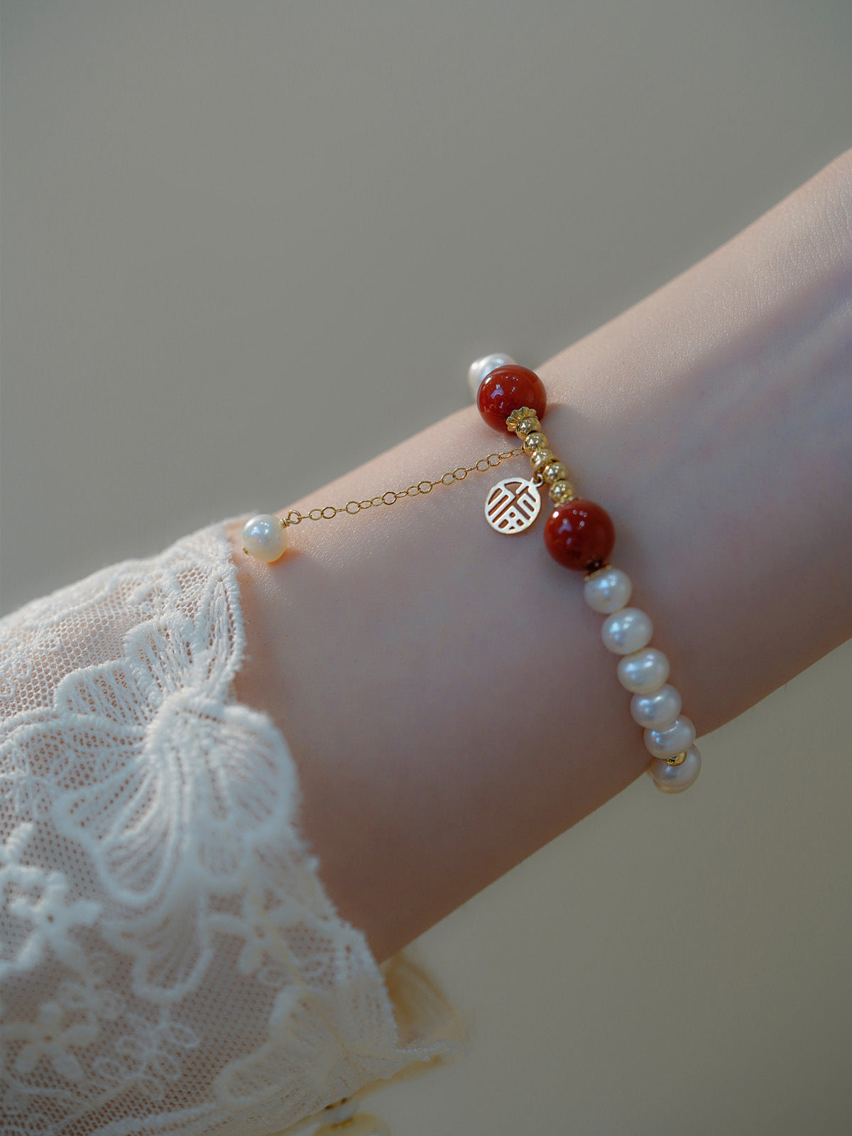 Naturperlenarmband – Grüne Jadeperlen „Fu“