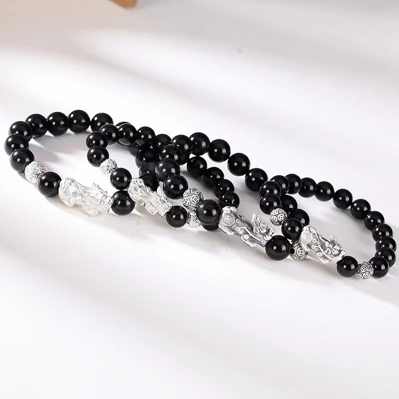 Pixiu Protection Bracelet-Black Obisidian Stone
