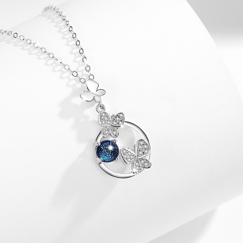 Butterfly Circle Sterling Silver Necklace-Freedom & Romance
